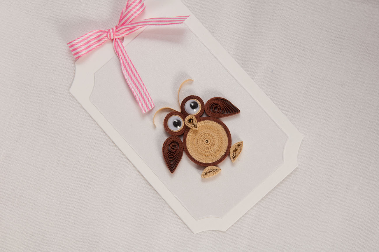 quilled owl, funny handmade cards, quilled animals