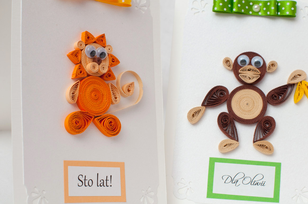 quilled animals birthday cards with animals lion elephant monkey