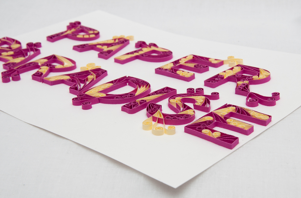 paper typography, quilled names, quilled logo