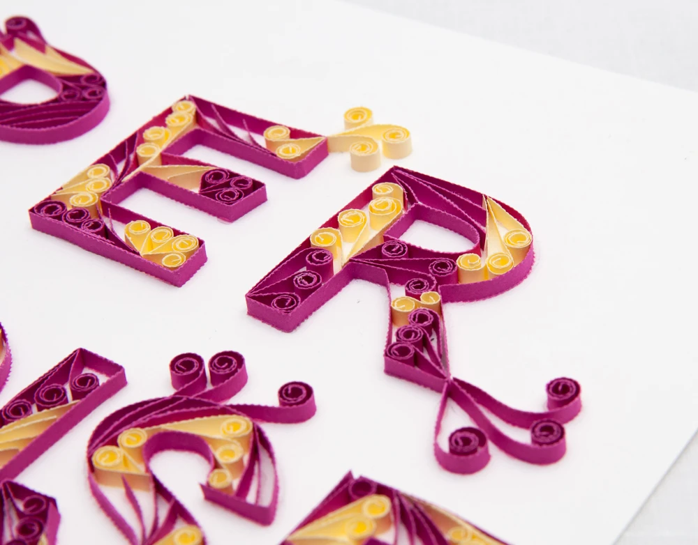 paper typography, words quilling, names quilling, letters quilling