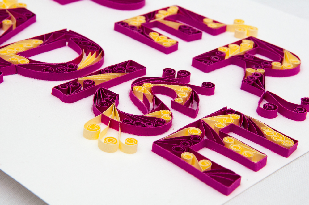 paper typography, quilled words, quilled letters, letters quilling, names quilling