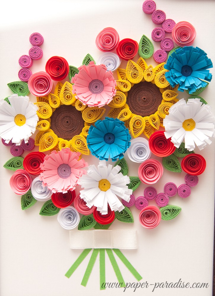 framed picture quilling flowers bouquet