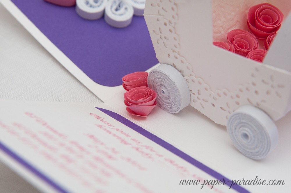 baby shower invitations handmade paper pram