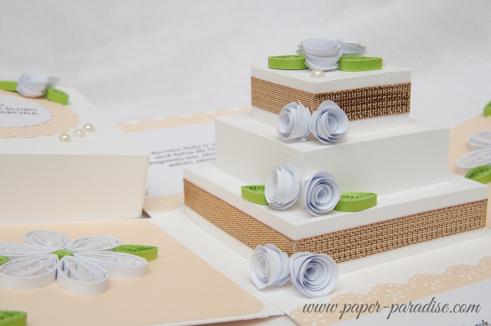 kartki ręcznie robione kartka pudełko tort z papieru
