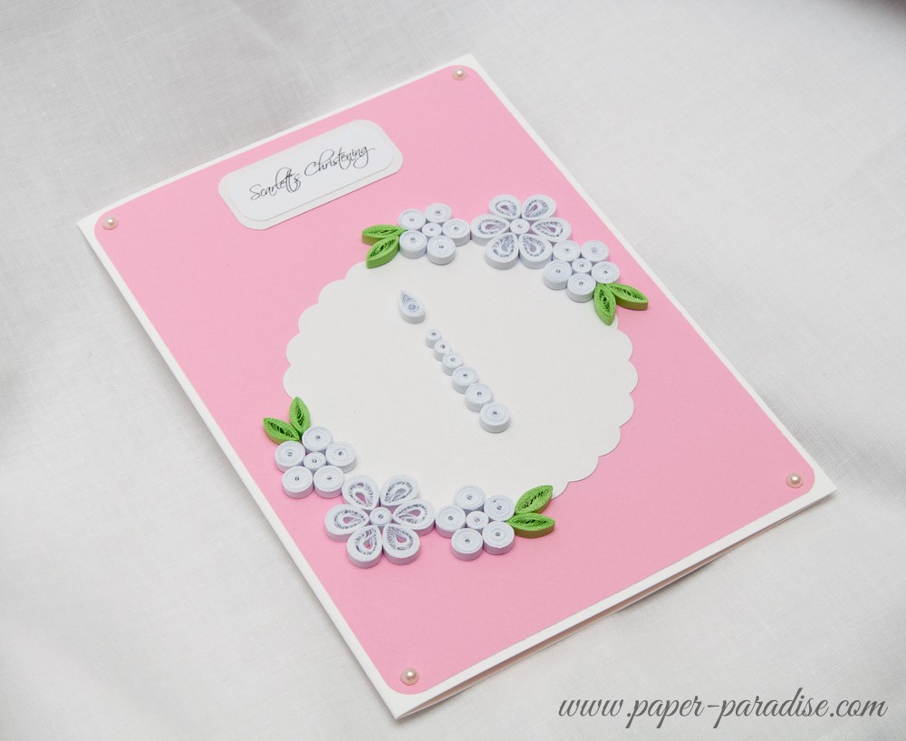 handmade cards christening day quilling