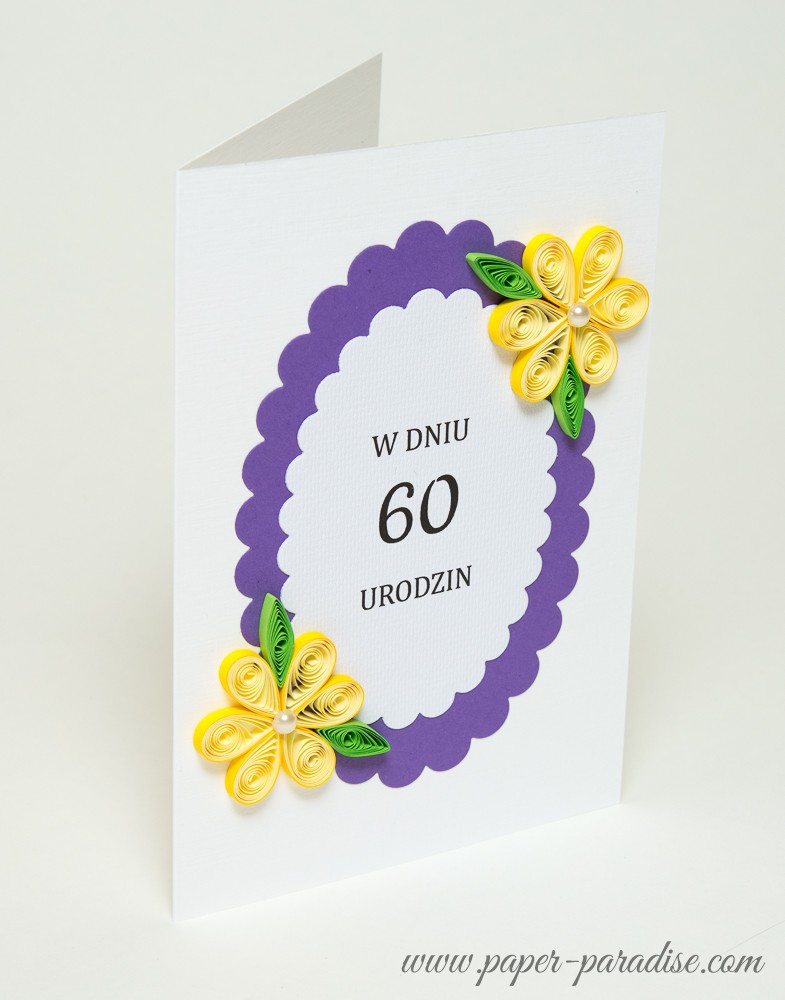 handmade birthday card quilling flowers purple yellow