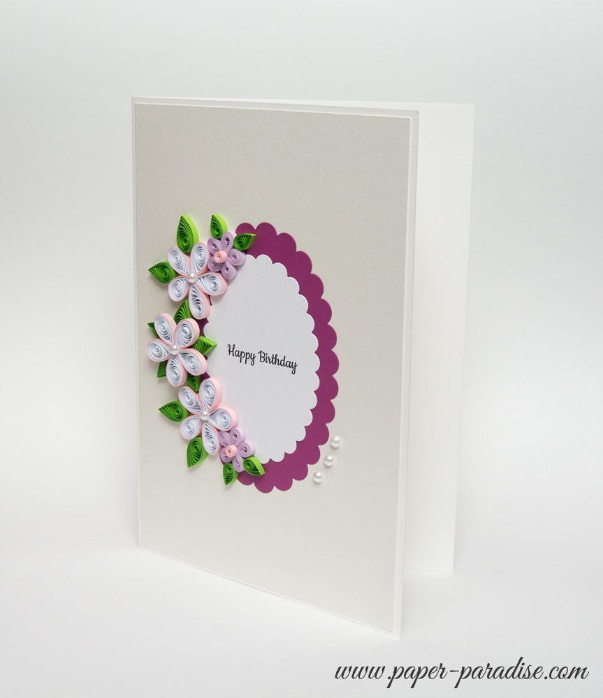 unique handmade birthday card quilling pink lavender custom birthday card personalized greeting cards quilling