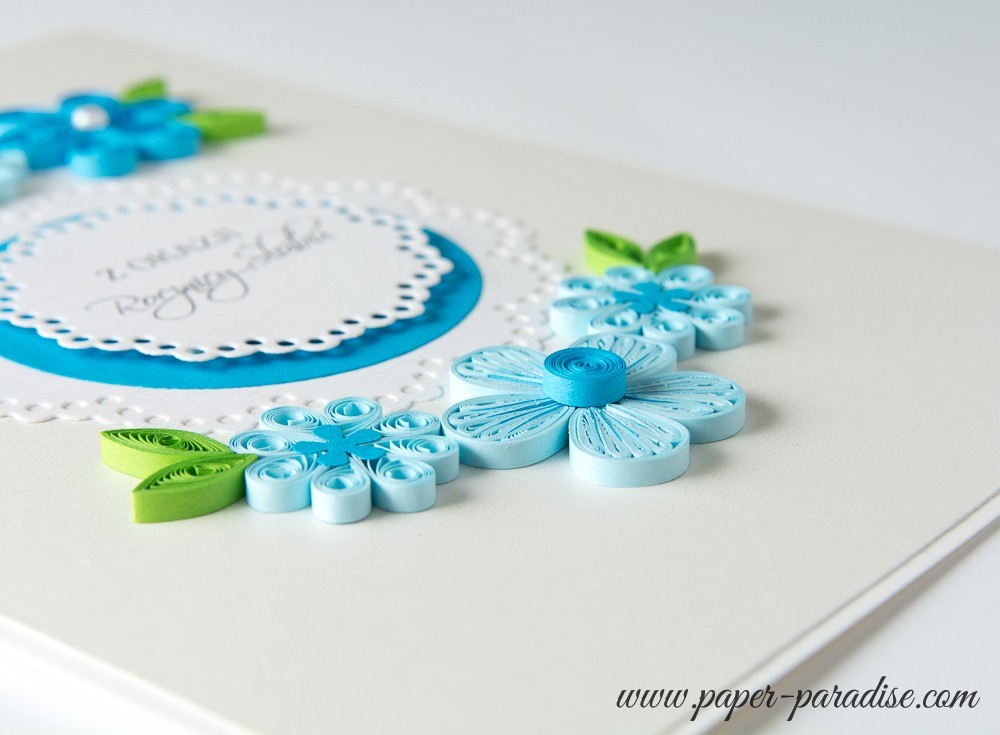 wedding anniversary card quilling blue flowers custom made wedding card personalized anniversary card blue