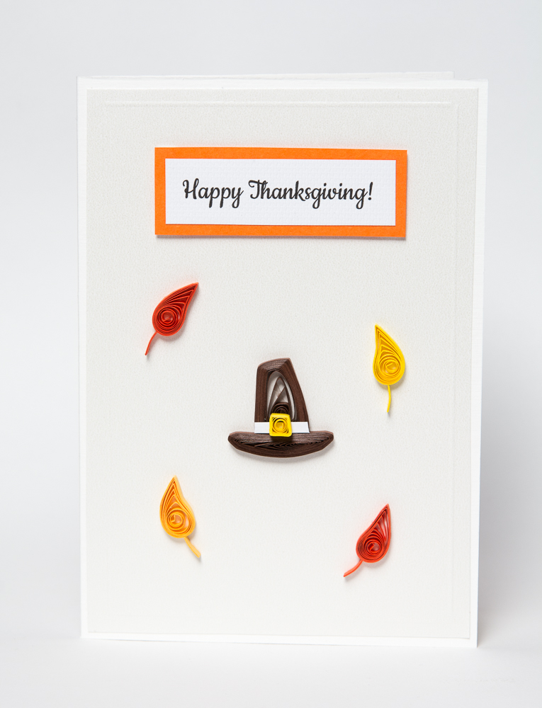 unique thanksgiving cards handmade quilling quilled pilgrims hat custom elegant 3d paper art fall autumn holiday cards greeting