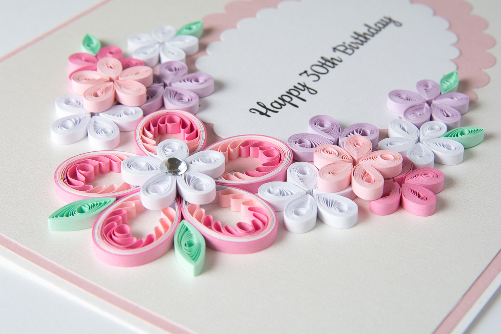 wyjątkowe kartki urodzinowe ręcznie robione quilling kwiaty pastele eleganckie piękne unikalne