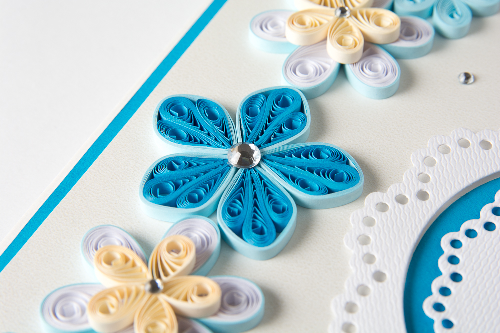 unusual handmade 70th birthday card quilling quilled flowers blue unique keepsake