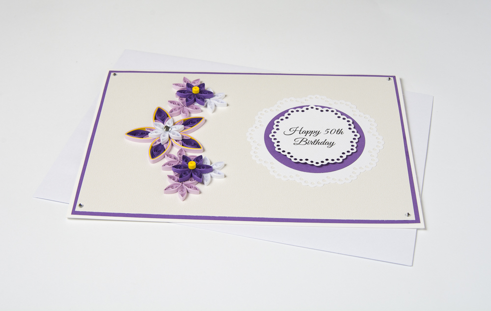 wyjątkowa kartka urodzinowa ręcznie robiona kartka z okazji 50 urodzin kartki urodzinowe ręcznie robione quilling na zamówienie