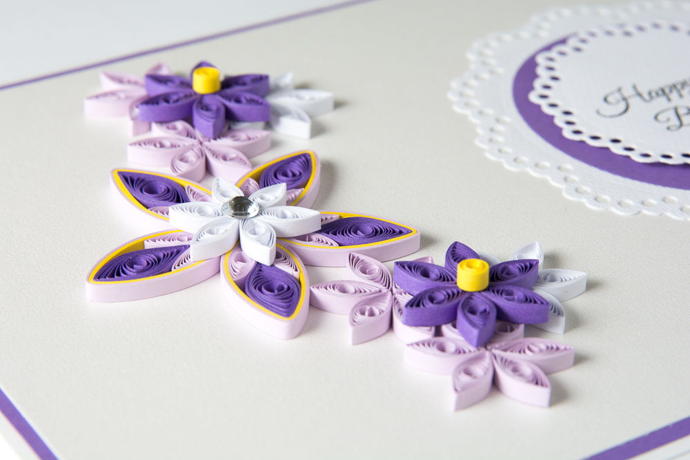 elegant handmade birthday cards 50th birthday keepsake quilled floral card quilling purple personalized