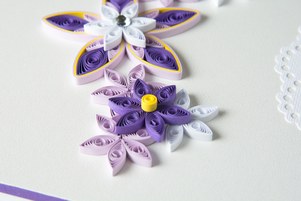 kartki na zamówienie 50 urodziny z okazji 50 urodzin elegancka kartka ręcznie robiona quilling fiolet