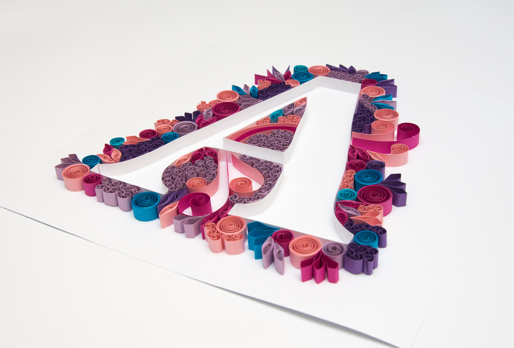 personalized paper art quilling quilled letter initial monogram famed wall art home decor pink purple for a girl women wife girlfriend