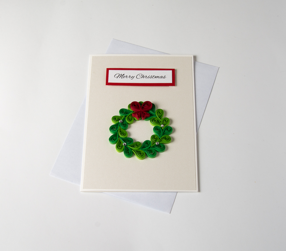 beautiful handmade xmas greeting cards quilling christmas greeting card christmas wreath quilled paper art custom personalized etsy