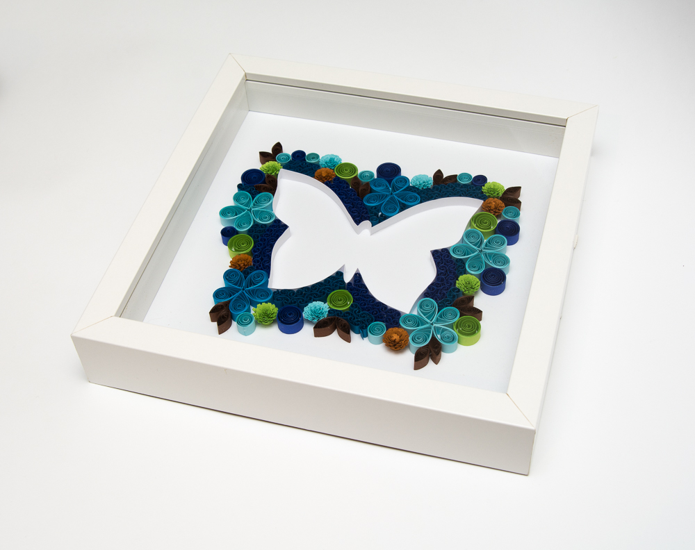unusual home decoration framed quilled butterfly modern office decor paper art blue