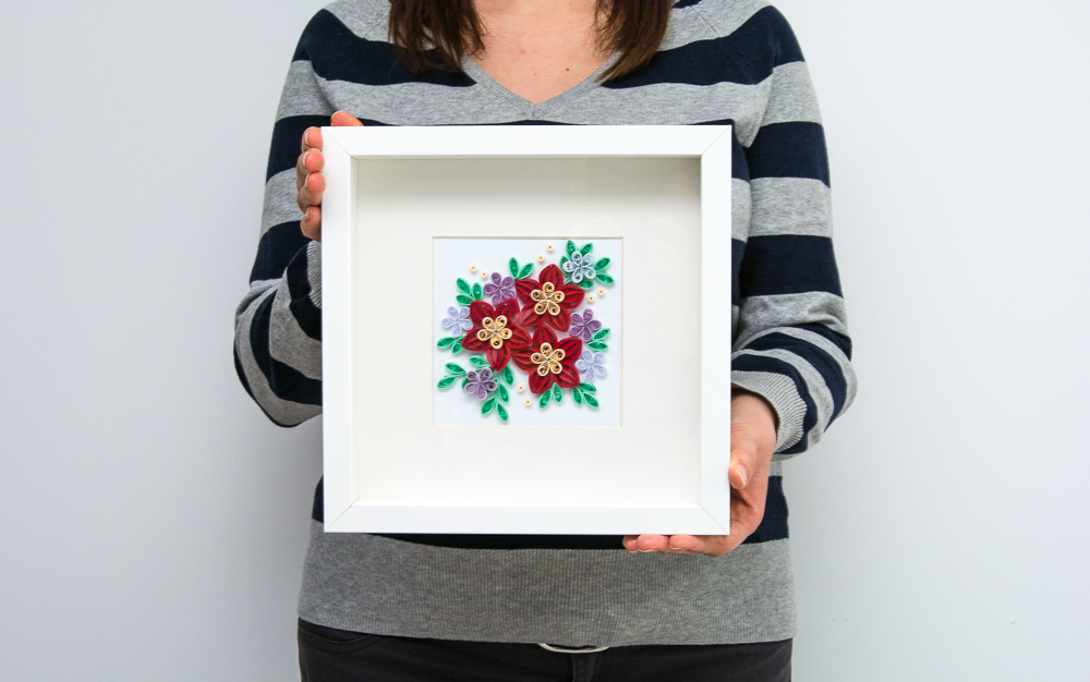 unique quilling wall art red flowers framed paper art etsy