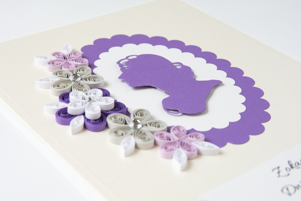 beautiful mother's day card quilling flowers handmade card for mom purple