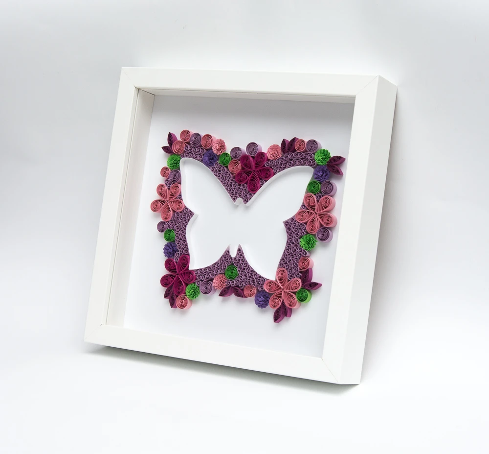 unique quilled wall art framed pink butterfly etsy paper art