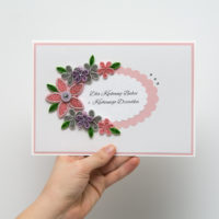 Kartka urodzinowa – kolor różowy i szary