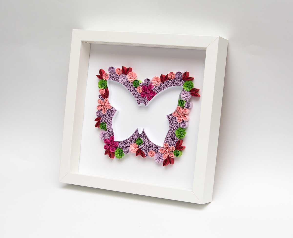 Double Pink Hearts Card Quilling Paper Art - MonkeyDragonPaper