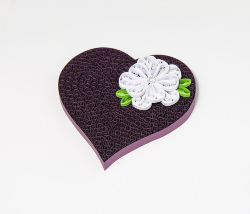 Obrazek - Fioletowe serce z kwiatem