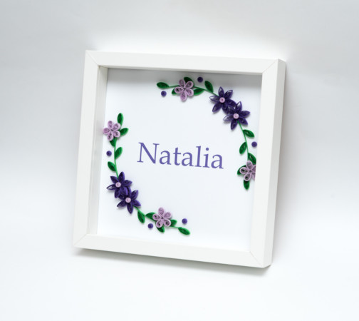 unique handmade name sign for a girl purple floral wreath quilling flowers etsy