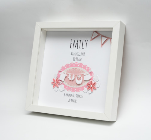 handmade framed baby stats baby girl baby shower gift etsy