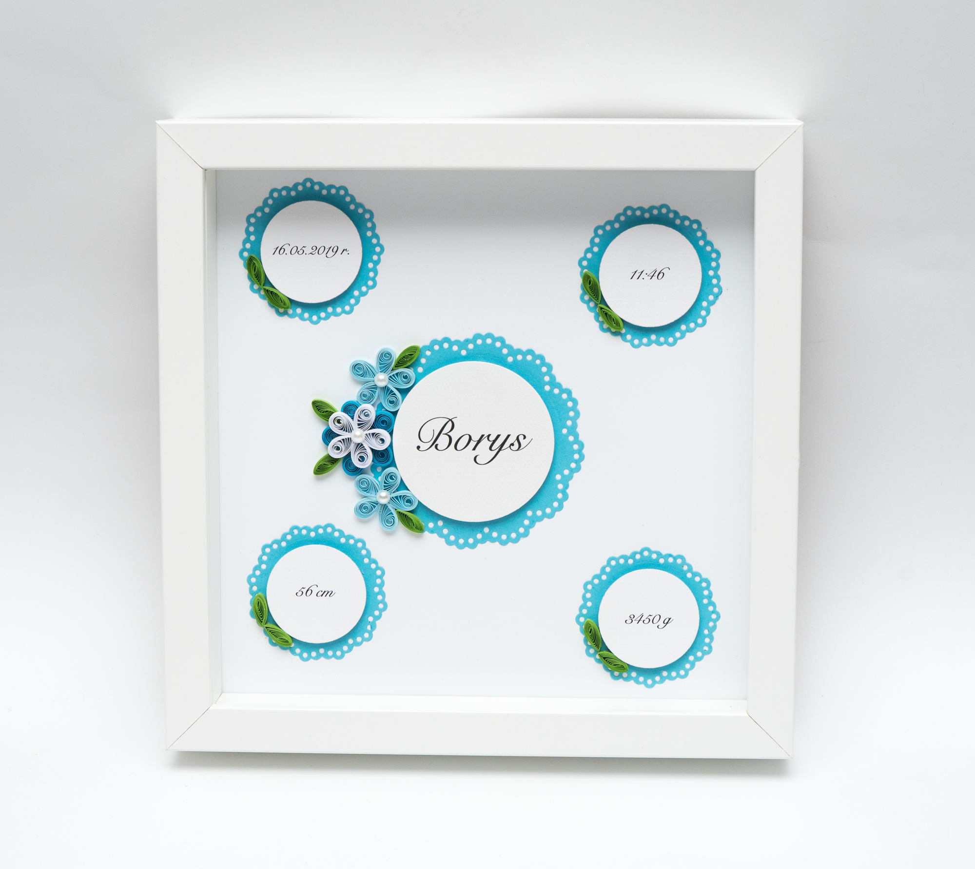 You are currently viewing Baby Boy Birth Announcement – Quilling Wall Art