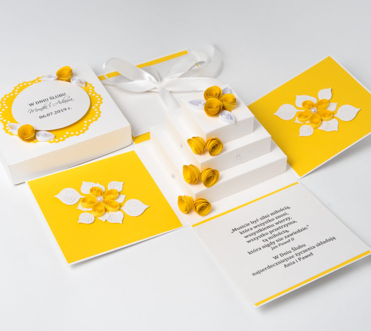 Read more about the article Unique Wedding Card – Yellow Exploding Box