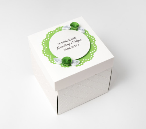 unique handmade wedding card green exploding box with cake etsy