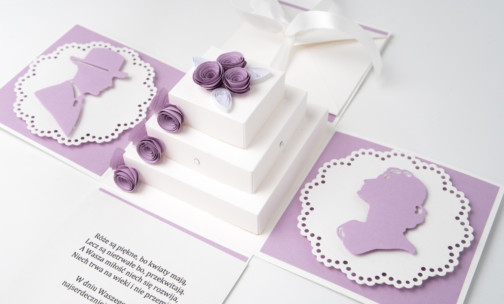 exploding box z tortem na ślub ręcznie robiona kartka ślubna bydgoszcz