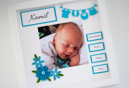 framed birth announcement baby boy photo frame quilling custom nursery decor etsy