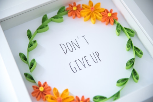 framed don't give up wall art floral wreath quilling flowers home decor etsy