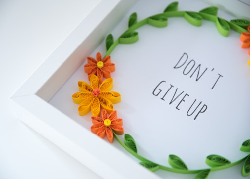 motivational gift framed wall art don't give up quilling wreath etsy
