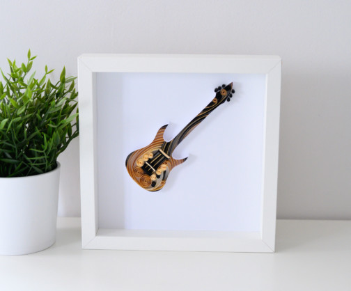 obrazek z gitarą elektryczną  quilling prezent dla gitarzysty sklep internetowy