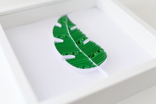 obrazek z zielonym liściem liść bananowca obrazek na ścianę minimalizm