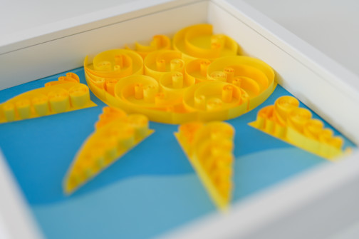 ręcznie robione słońce z papieru w ramce obraz ze słońcem dekoracje kosmos żółte dodatki do domu