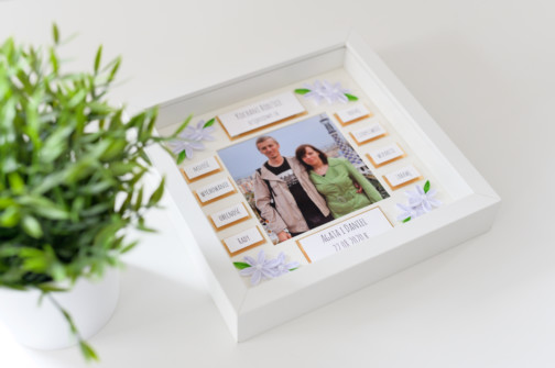 personalizowane podziękowania ślubne dla rodziców złote ramka ze zdjęciem ślub boho
