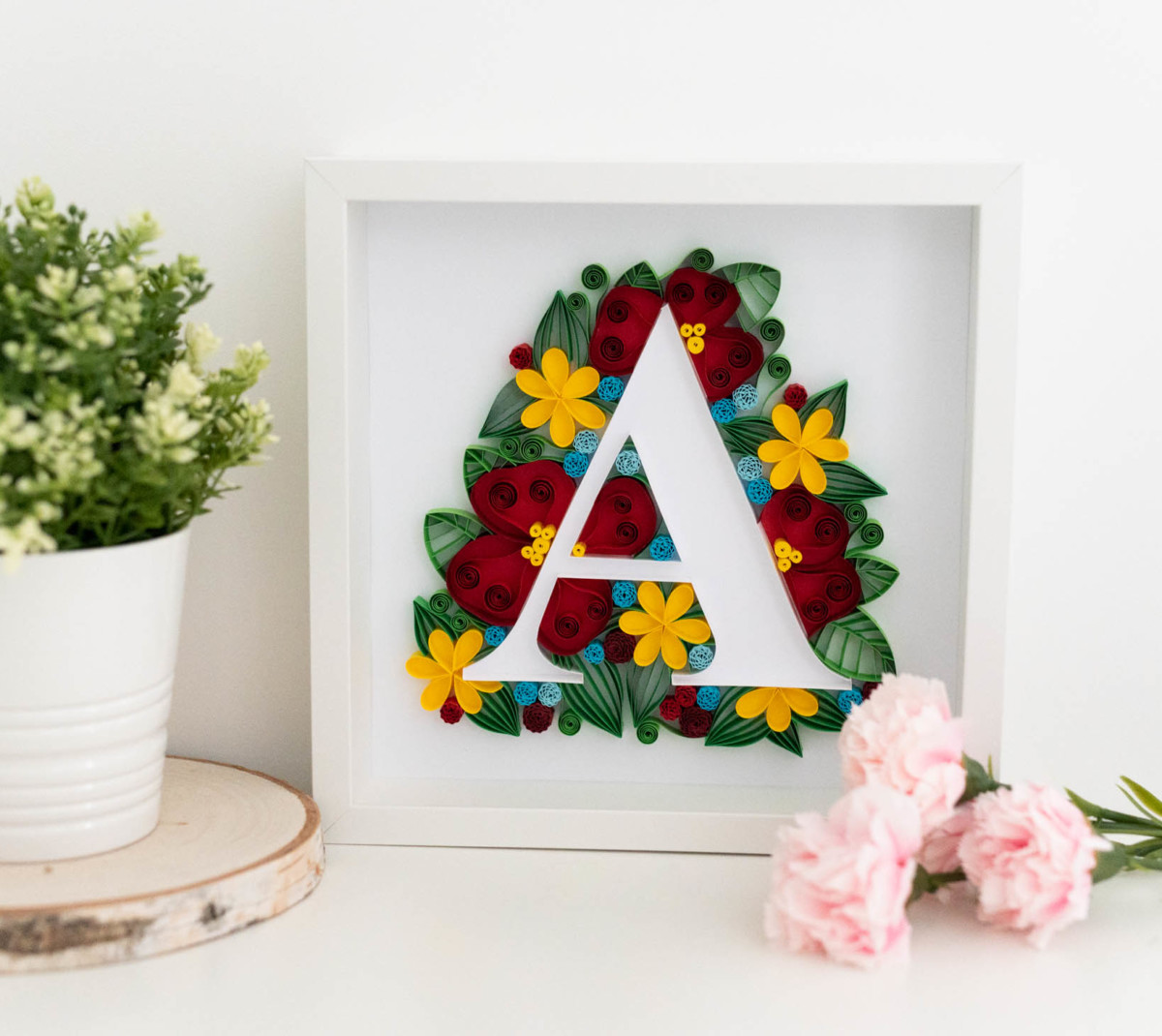 framed monograms floral wall art