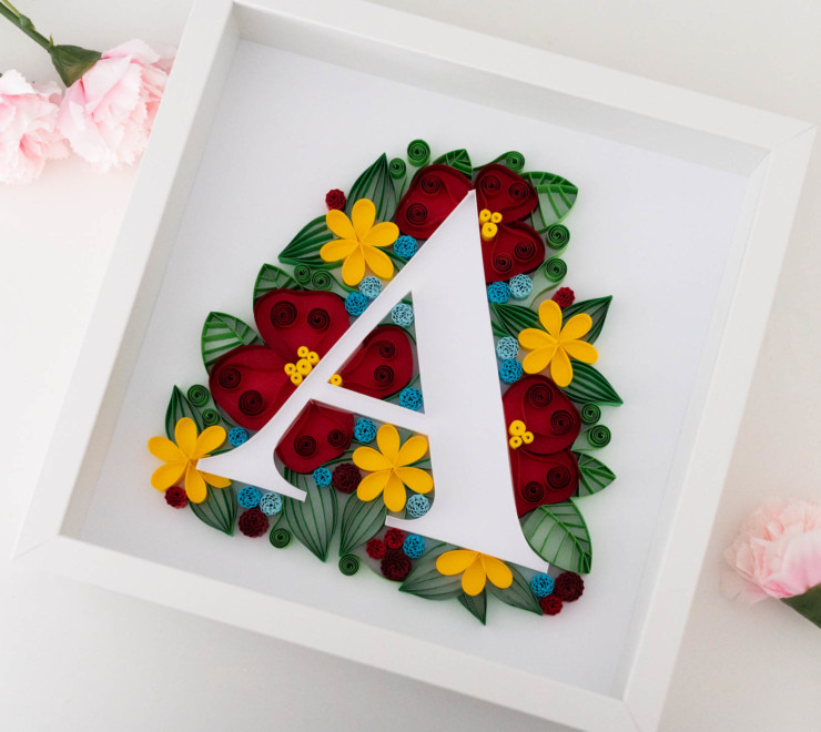 Read more about the article Floral monogram – unique framed paper art